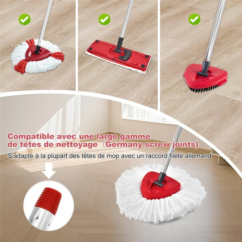 ABNO-Spin Mop Replacement Handle 30-58 Inch Adjustable Stainless Steel Stick Compatible With Ocedar A