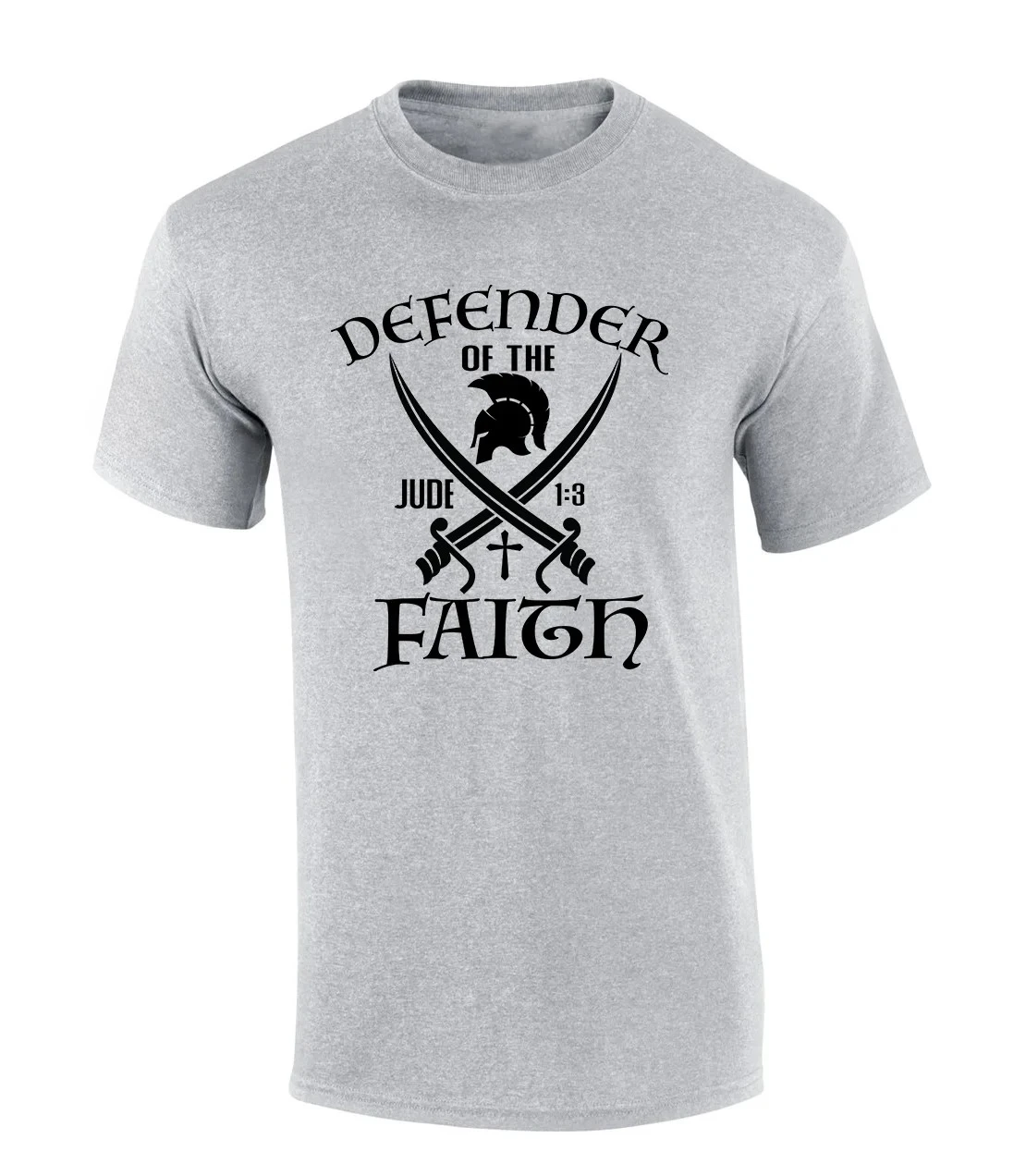 Defender of The Faith Swords Jude 1:3 Bible Christian T-Shirt 100% Cotton O-Neck Short Sleeve Summer Casual Mens T-shirt