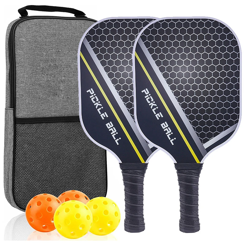 

Pickleball Paddles Set of 2, Carbon Fiber Surface (CHS), Polypropylene Honeycomb Core, Anti-Slip Sweat-Absorbing Grip, 4 Pickleb