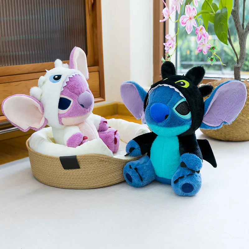 New Disney DreamWorks Stitch Toothless Transform Plush Toy Cute Soft Stuffed Animal Doll Kids Birthday Christmas Gift Bedtime