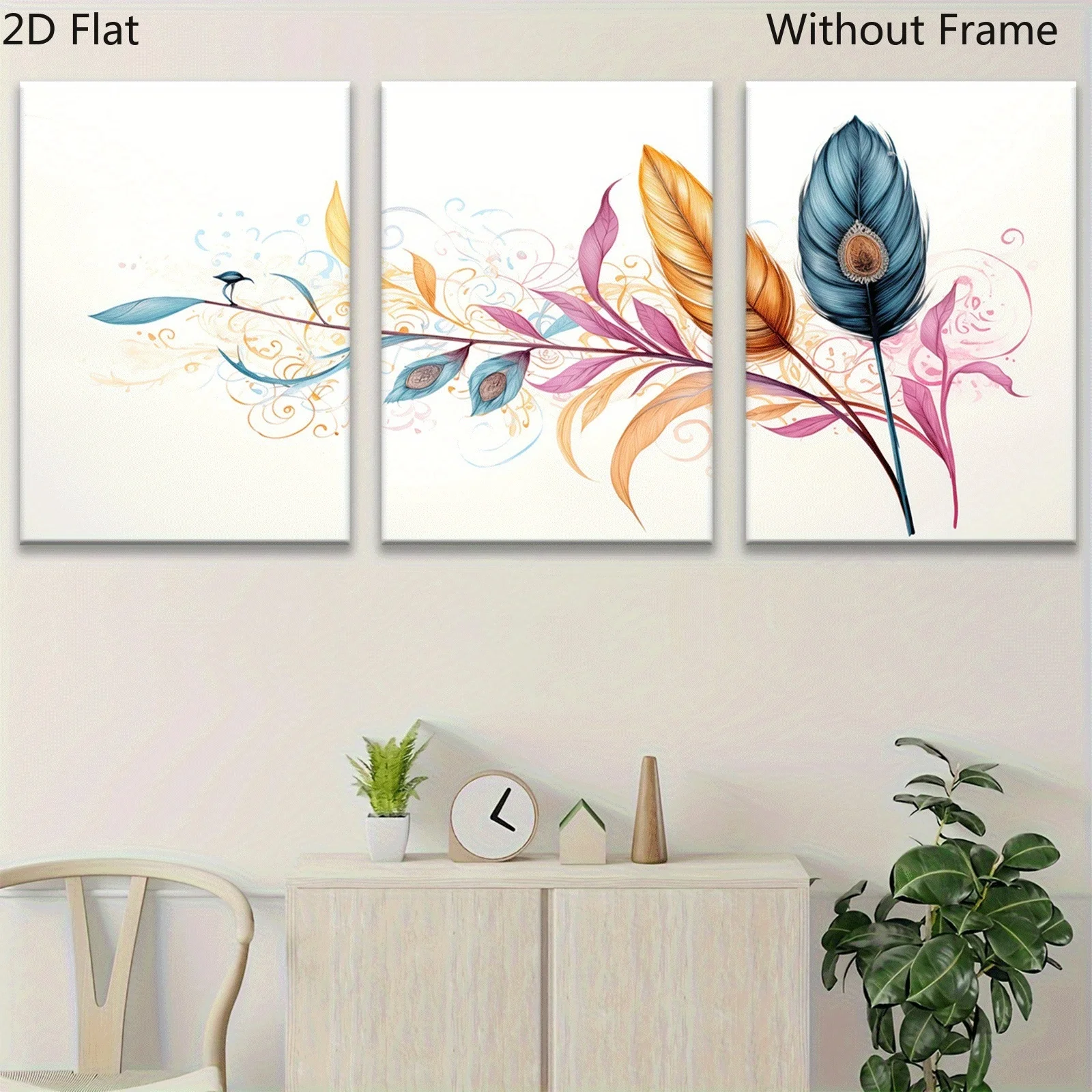 2D Flat, 2D Flat, 2D Flat 3-Panel Arab Theme Art Decor Paintings, Wall Art Canvas Prints, Living Room Home Decoration, Framel