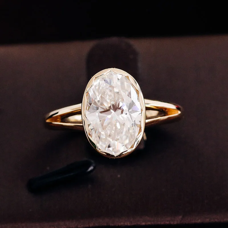 Provence 10K/14K/18K Moissanite Statement Rings for Women Oval Cut 4 CT D Color VVS1 Brilliant Cut Diy Jewelry Custom With GRA