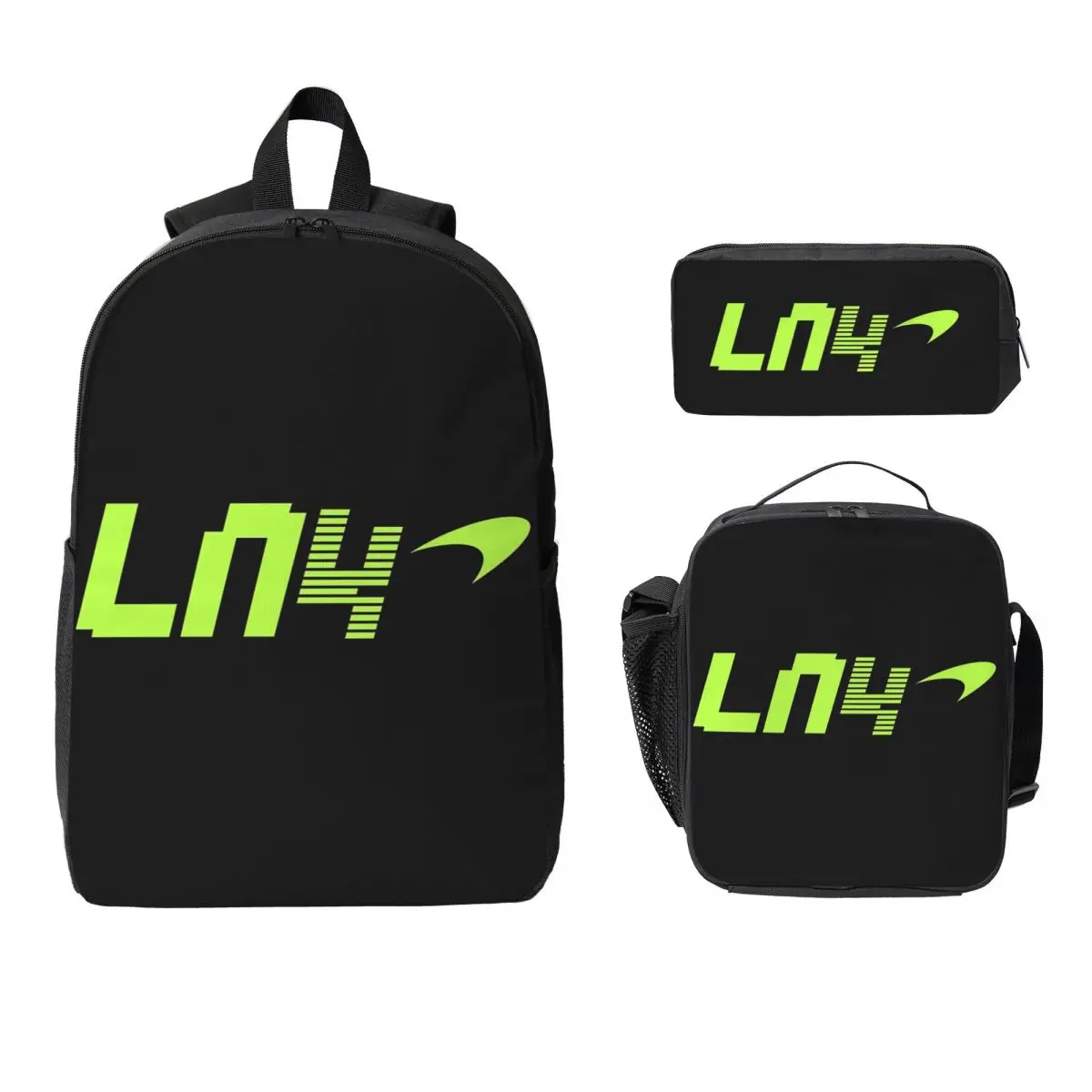 

F1 Lando Norris 4 Backpack Student Boys Girls BookBag School Bag Computer Shoulder Bags 3ps Insulated Lunch Bag Pencil Case