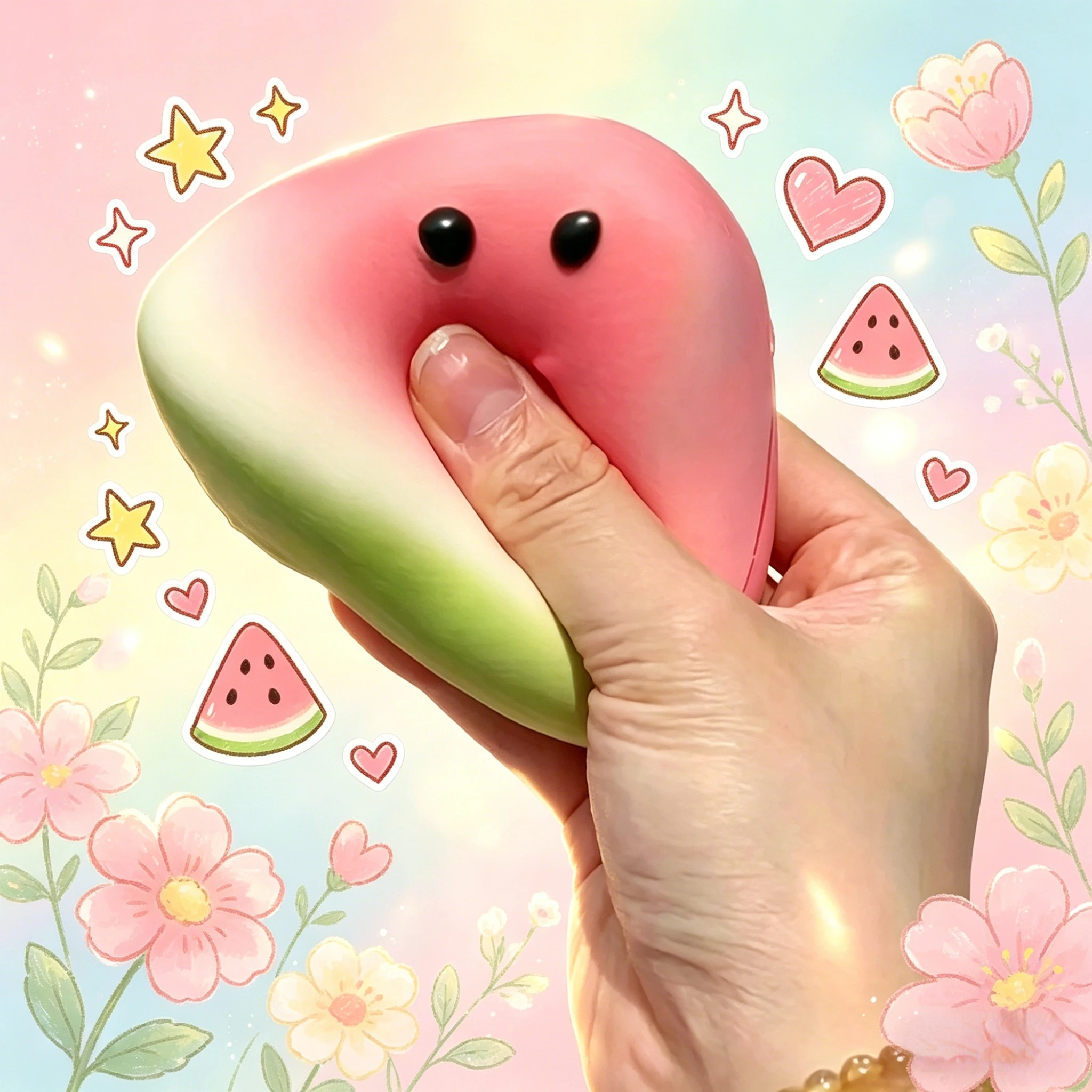 Soft watermelon toy with pressure resistance and slow rise, fruit squeezing and stress relief toy, funny stress relief prop