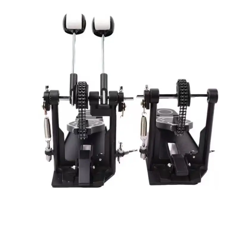 Drum Double Bass Pedal Jazz Dual Kick Pedal Thickened Zinc-Aluminum Alloy Pedal Double-Chain Beater Twin Foot Control