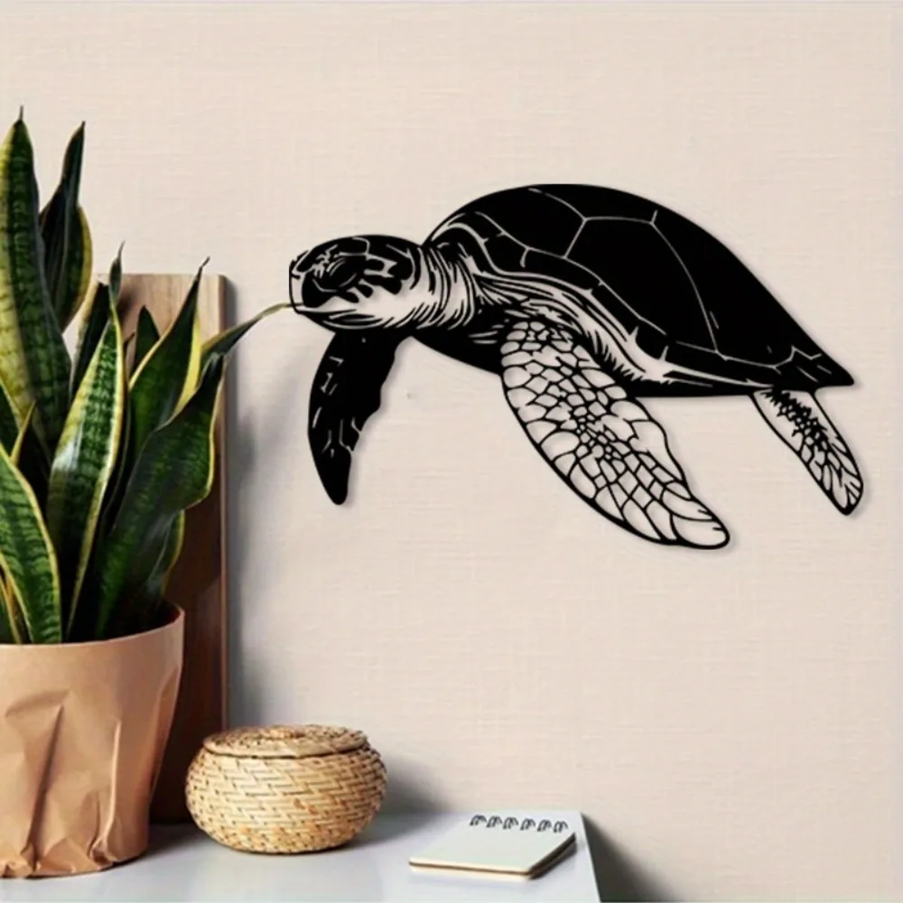 CIFBUY Vintage Sea Turtle Metal Wall Art, Weather Resistant Iron Ocean Statue Mural, Sturdy Indoor Outdoor Decor for Patio - view 2
