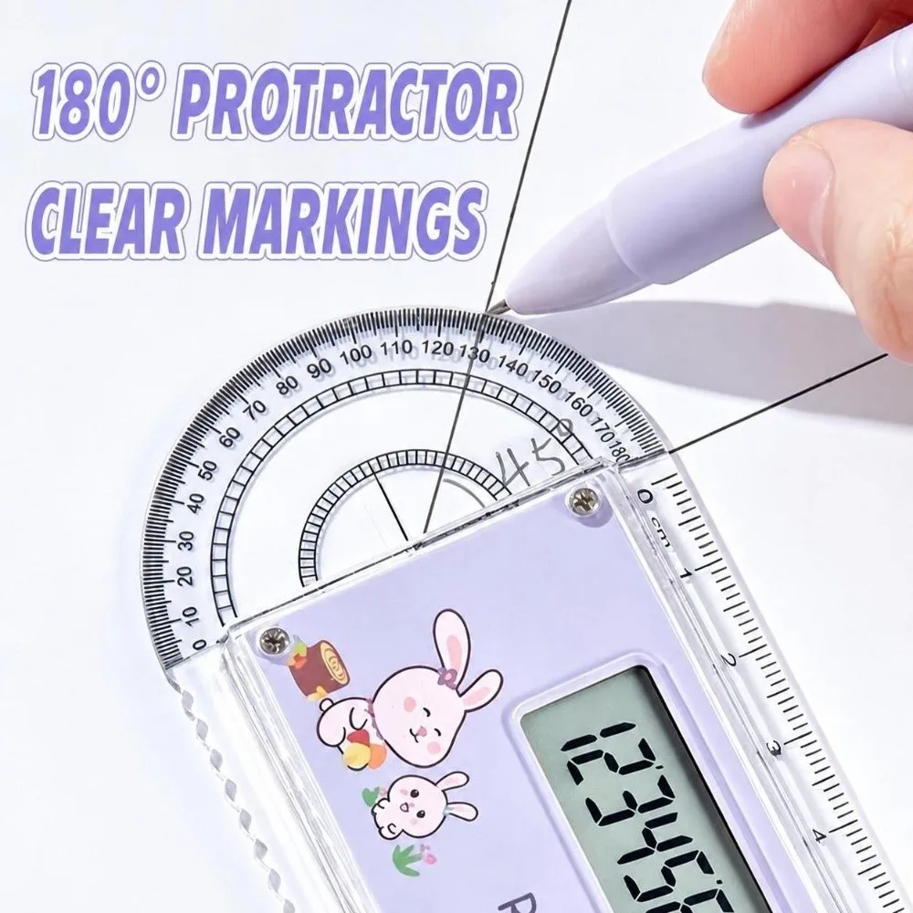 3 in 1 Ruler Calculator Gradient Color 15cm Drawing Ruler Multifunctional with Calculator Protractor Protractor Ruler