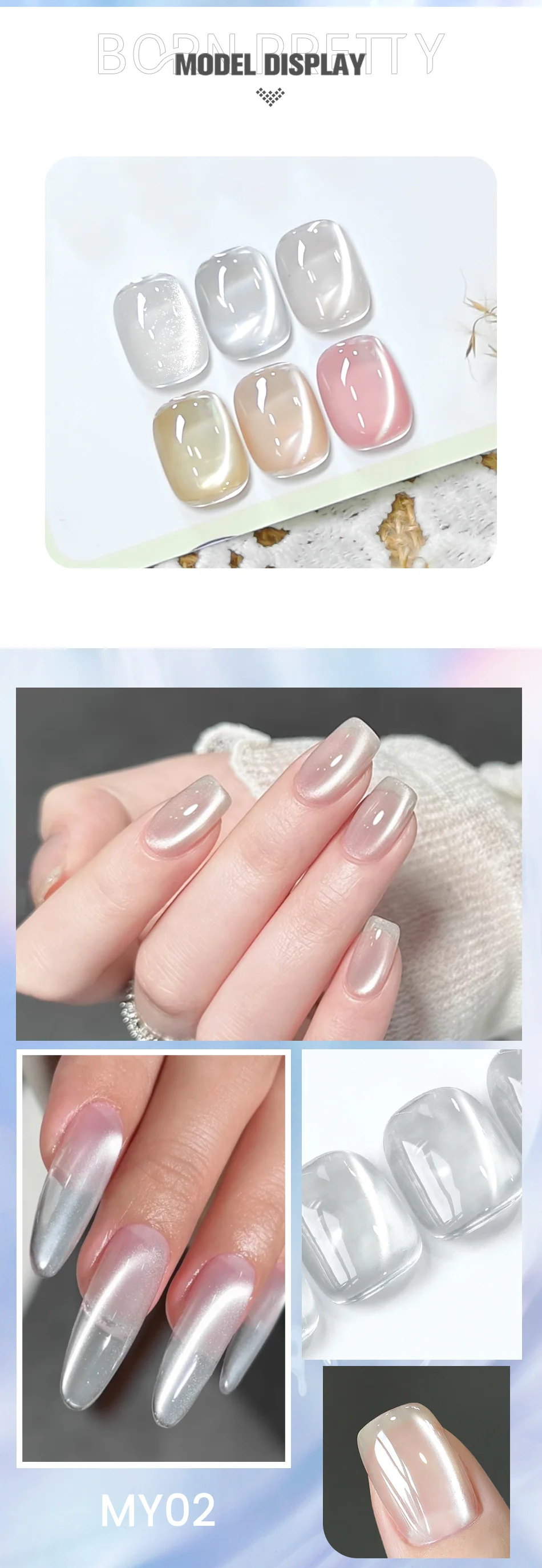BORN PRETTY 10 ml Water Light Cat Magnetic Gel Ultra Shine Glitter Semi Permanent Soak Off UV Gel Nail Art Lack Maniküre – Detail 3