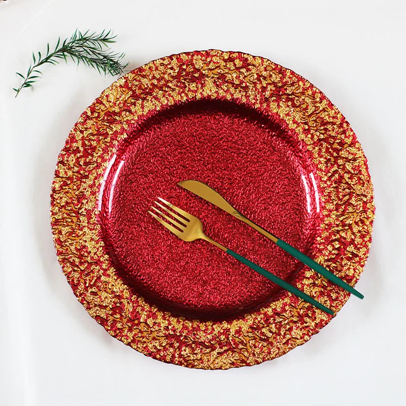 European silver rimmed decorative plate creative amber home decoration table cloud pattern cushion plate Elegant
