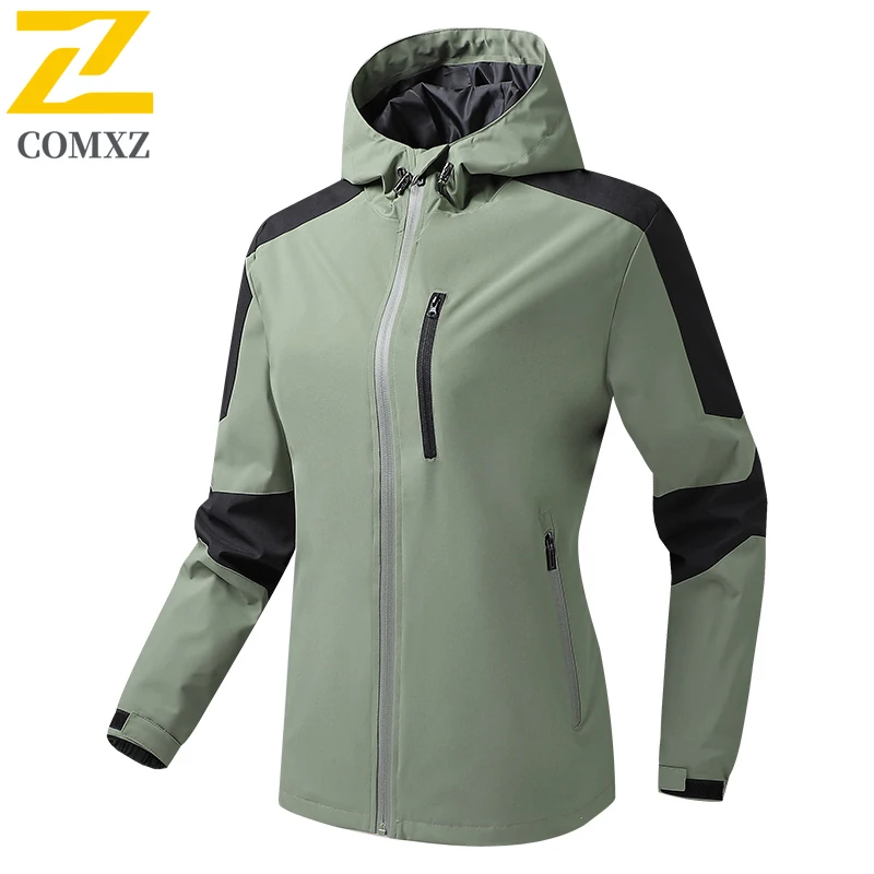 Autumn Soft Shell Jackets Men's Casual Splicing Waterproof Windproof Windbreaker Women Bicycle Riding Hooded Stormcoat Jacket