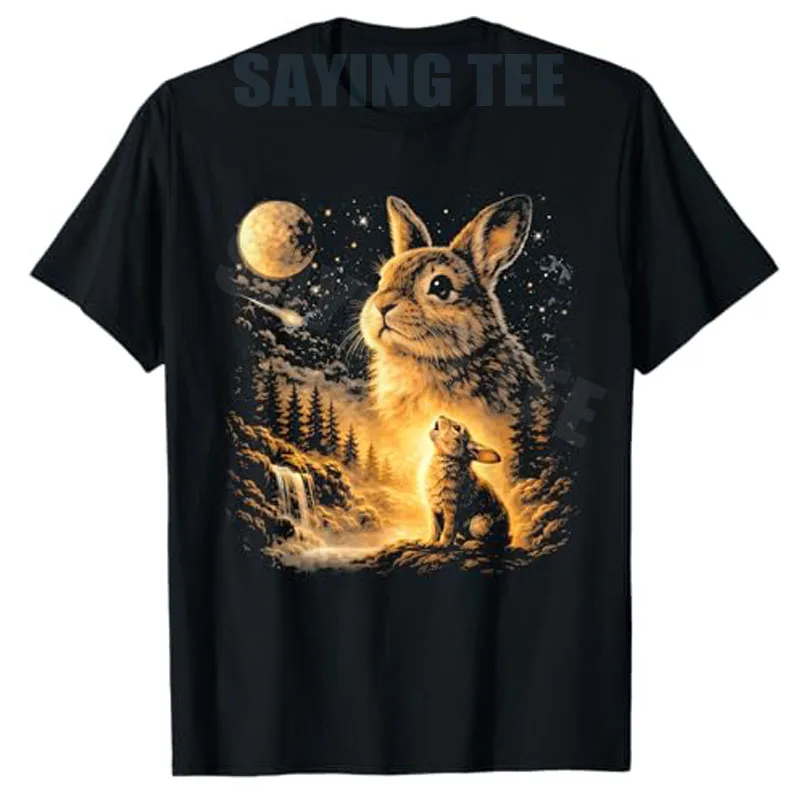 Hase heulend nach dem Mond Vintage 90er Jahre Tier Ostertag T-Shirt Neuheit Geschenk Y2k Kaninchen Ästhetik Vintage Spruch T-Shirt Persönlichkeit