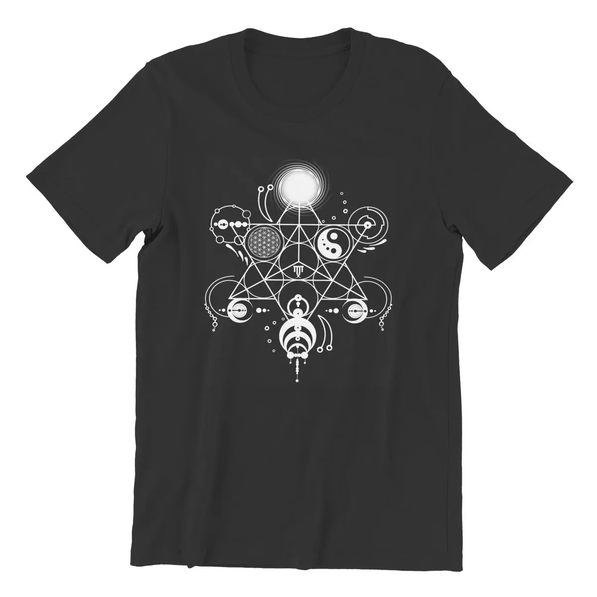 Sacred  Geometry Magic Mandala Crop Circles Manafold-Art Sacred Crops T-Shirts for Men flower of life 100% Cotton Clothes