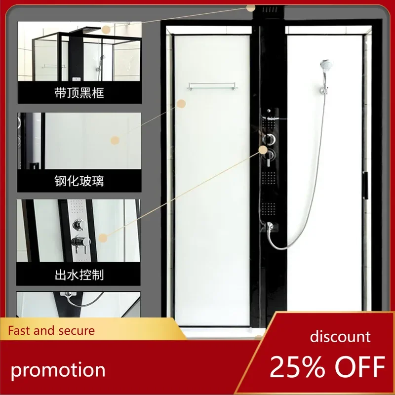 

HT Integrated Shower Room Bathroom Door Household Toilet Tempered Glass Door Square Shower