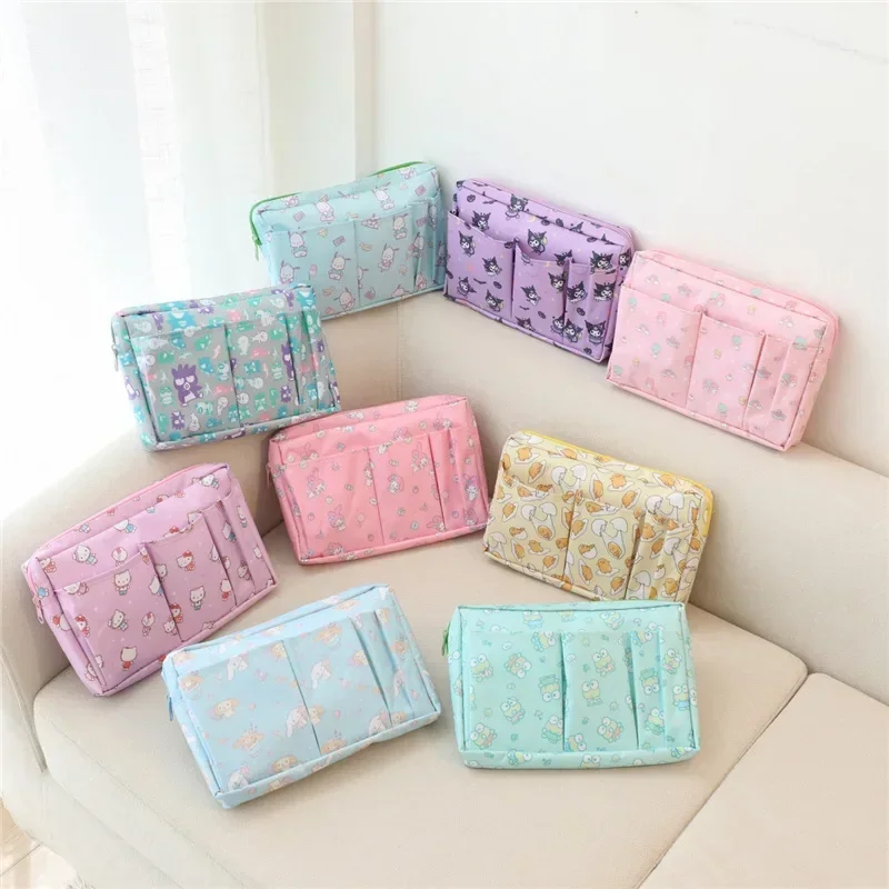 Sanrio Anime Cosmetic Bag Travel Convenient Multi-Gate Large Capacity Skin Care Products Beautiful Storage Bag Cute Girly Heart