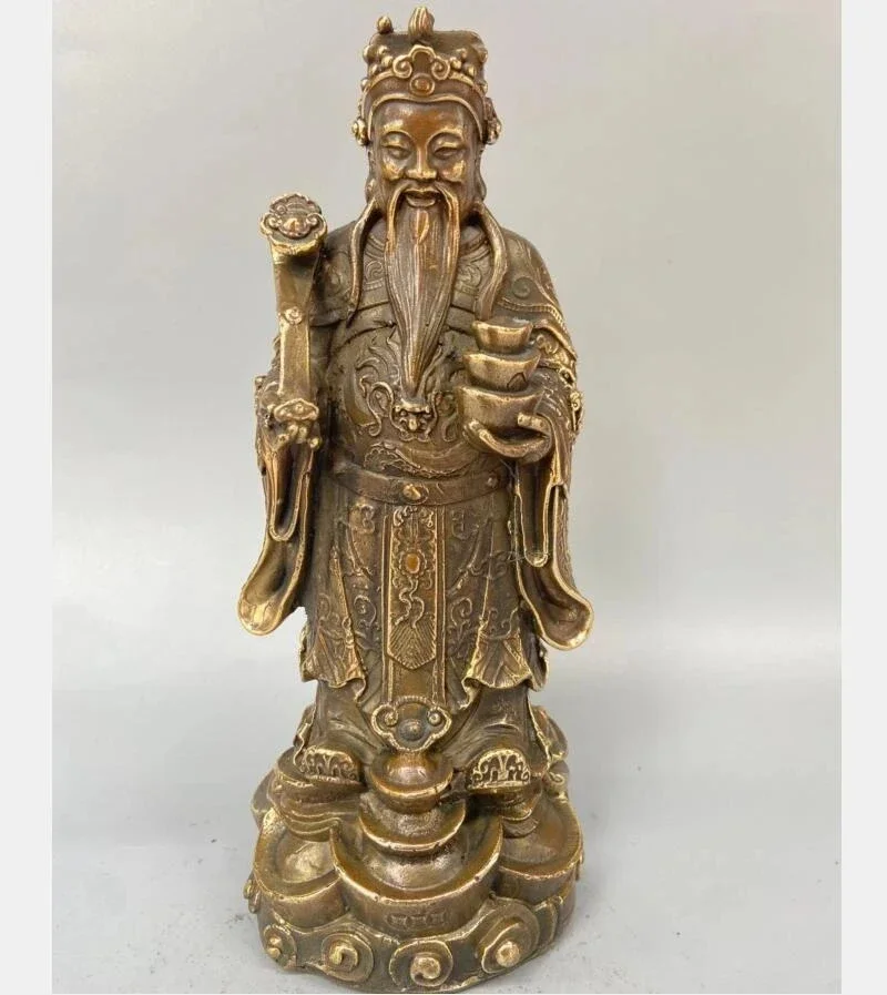 China Archaize Brass God of Wealth Crafts Statue