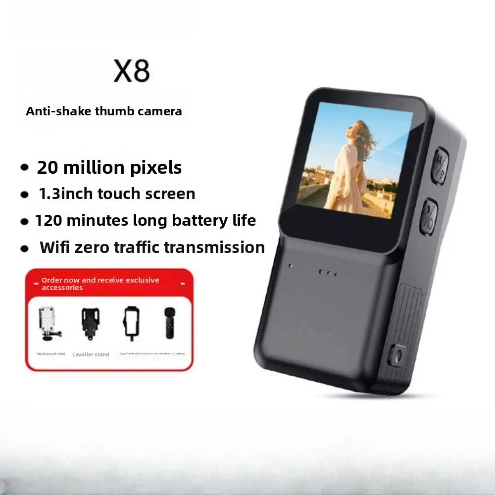 

4K Mini Thumb Camera 1.3" Touch Screen, EIS Anti-Shake, 120° Wide Angle, WiFi Remote Control, for Travel & Outdoor Sports