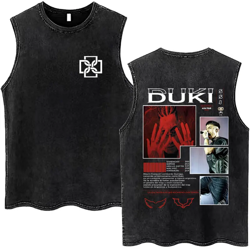 

Рэпер Duki Album Washed Tank Tops Мода Хип-Хоп Эстетическая Винтажная Футболка Без Рукавов Мужская Спортивная Повседневная Свободная Уличная Одежда