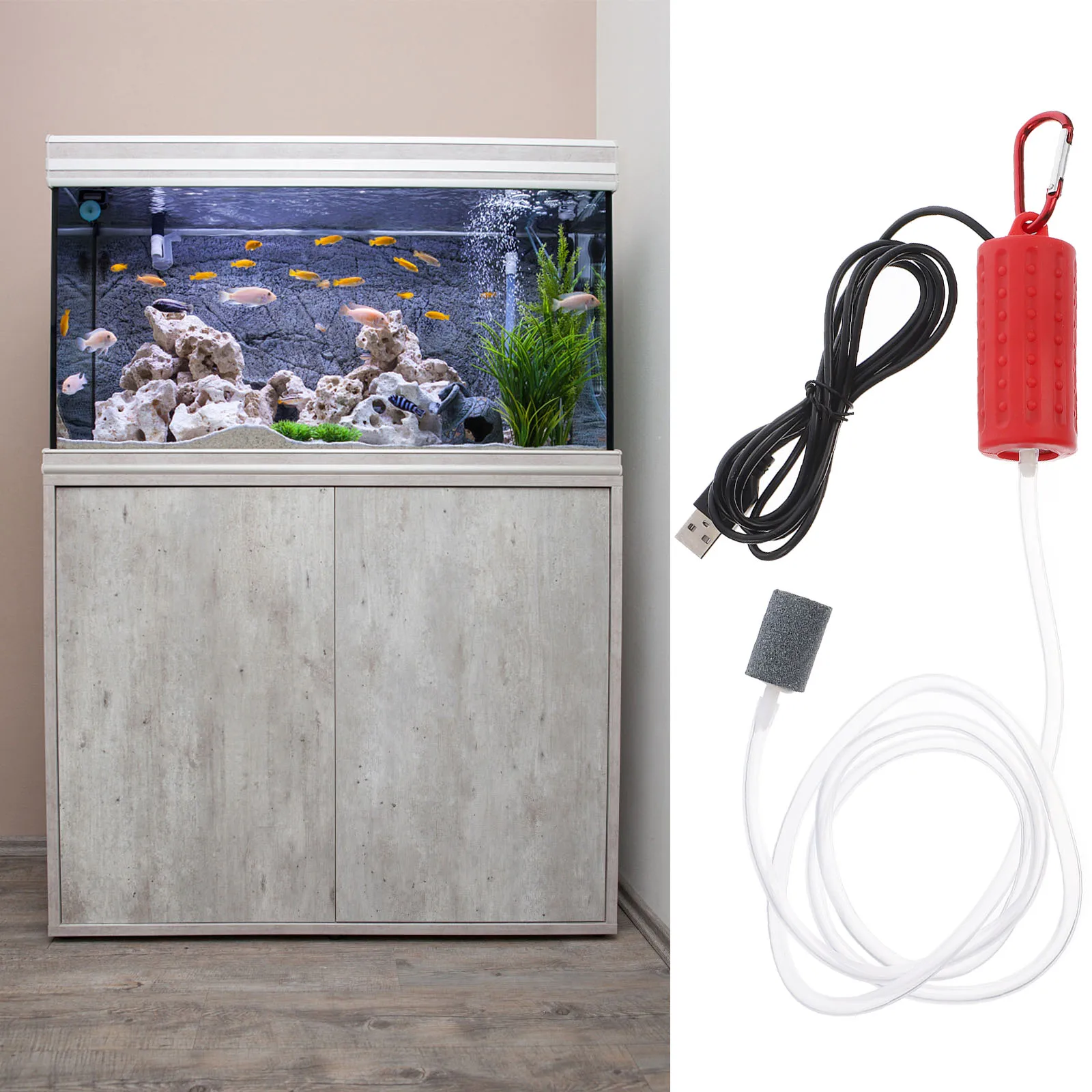 

USB Portable Mini Air Pump Aquarium Oxygen Aerator Silent Low Power Fish Tank Oxygen Pump for Fishing Home Use