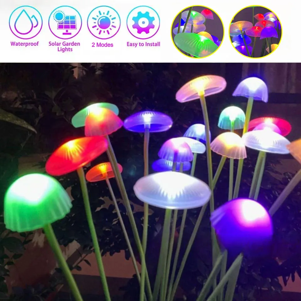 

Solar Powered Jellyfish Mushroom LED Lights IP65 Waterproof for Outdoor Garden Pathway Christmas Holiday Decoration Lighting