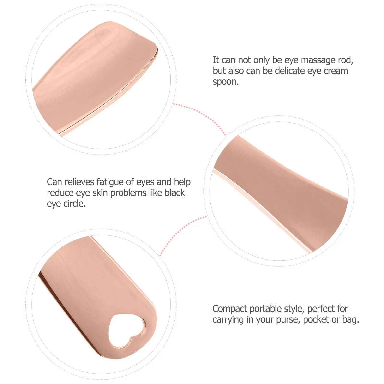 3 pezzi in oro rosa cucchiaio per crema per gli occhi in lega di zinco durevole massaggiatore per occhi per alleviare l'affaticamento circolazione strumento per la cura della pelle applicatore di bellezza