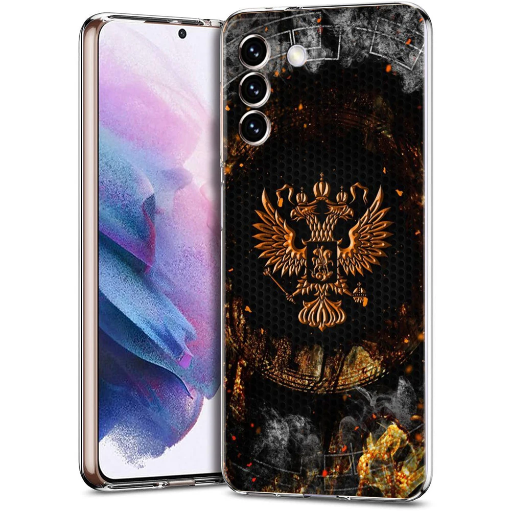 Russia Russian Flags Emblem Phone Case for Samsung Galaxy S24 S23 S22 S20 S21 FE Ultra S10 S10E S9 S8 Plus 5G Transparent Shell