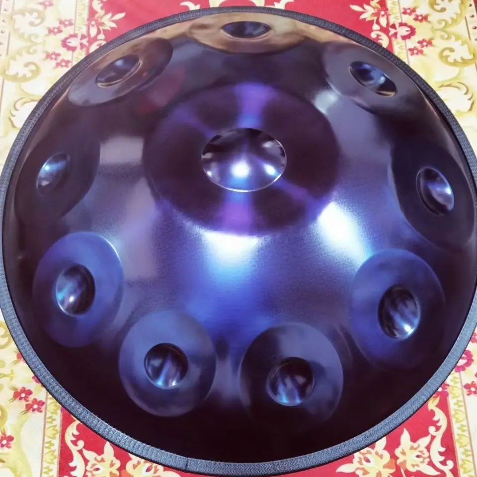 Handpan-tambor de lengua de acero de 10 tonos, 22 pulgadas, D, menor, meditación de Yoga, mano, música, instrumentos de percusión, púrpura