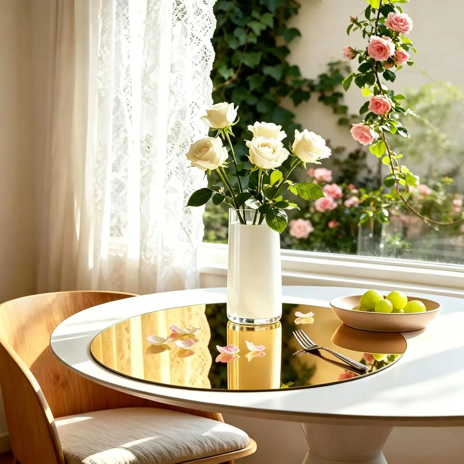 23PCS Round Mirrors for Centerpieces, 8' Flat Gold Acrylic Mirrors Plates Circle Mirror Trays for Vase Flowers Birthday Wedding