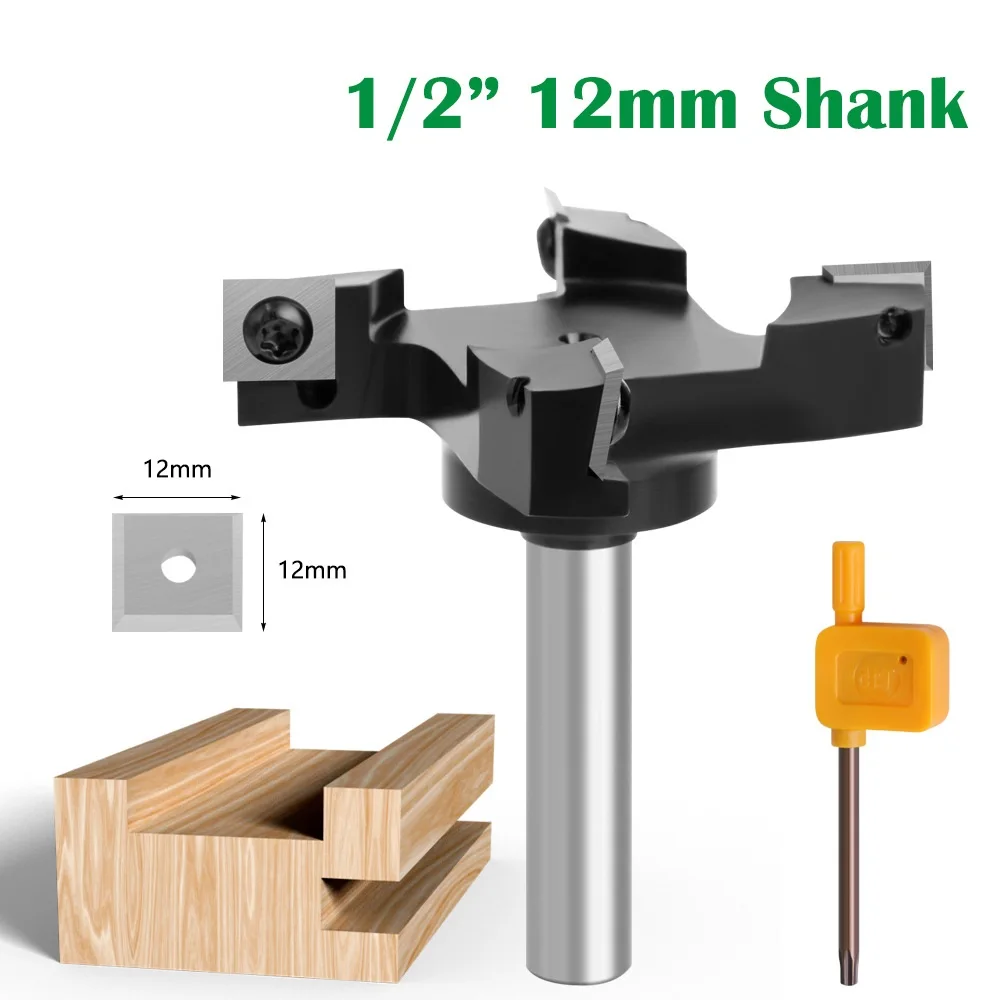 

4-Flute Wood Planer Bit 63.5mm Cutting Diameter12 mm/12.7mm Shank Spoilboard Surfacing Router Bit Insert Carbide Slab