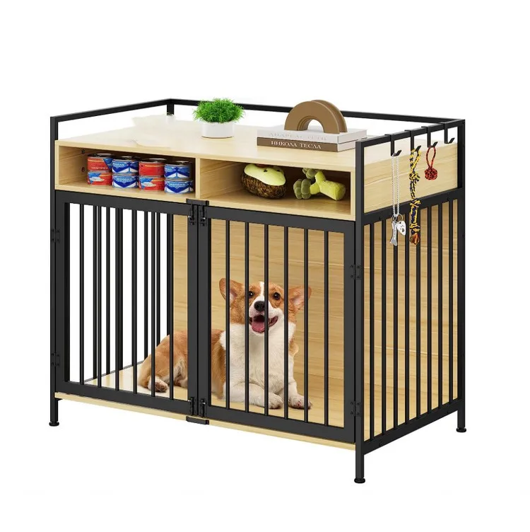 Dog Kennel with Wooden Top Customization Wooden Pet Crate Dog Kennels