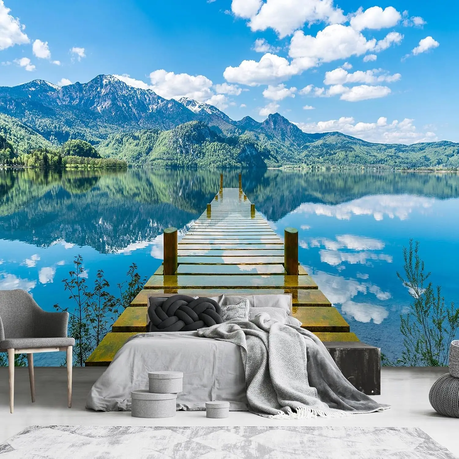 Aesthetic Landscape Tapestry Wall Hanging Boho Nature Decor Mountain Lake View Scenic Art Polyester Print Canvas Wall Decoration