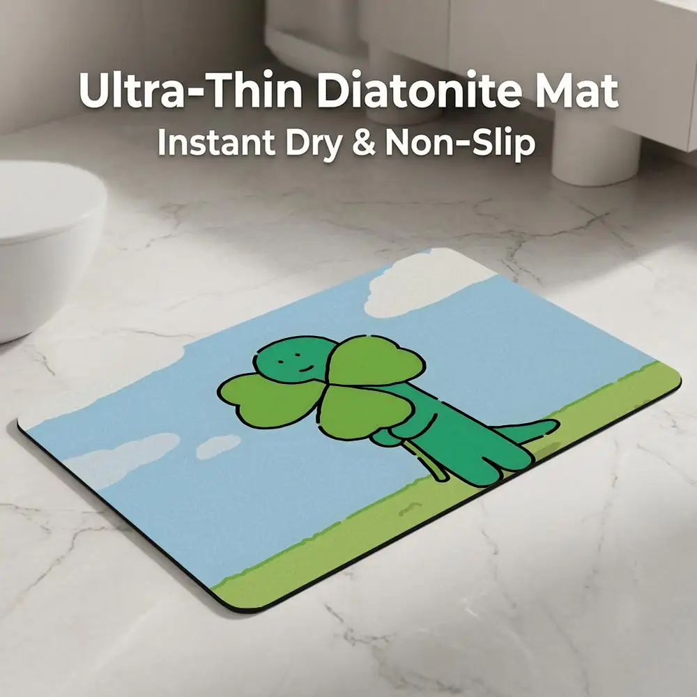 Cartoon D-Dink T-The L-Little D-Dinosaur Floor Mat Diatomite Bath Mat, Quick Dry, Absorbent, Multi-Scene Mat
