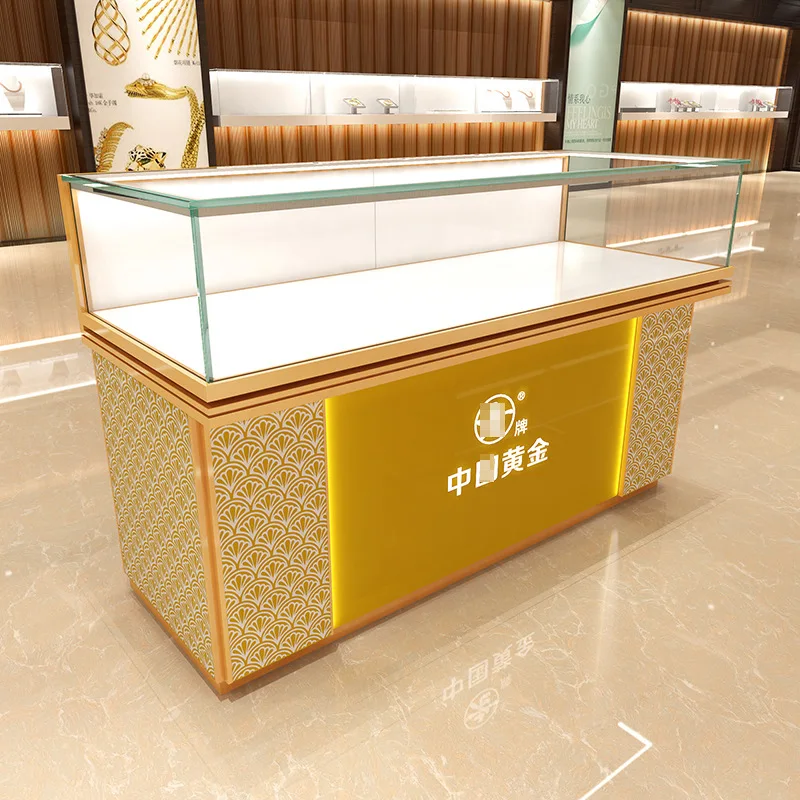 New arrival Jewelry boutique display stand Luxury diamond showcase toughened glass jewelry counters display cabinet