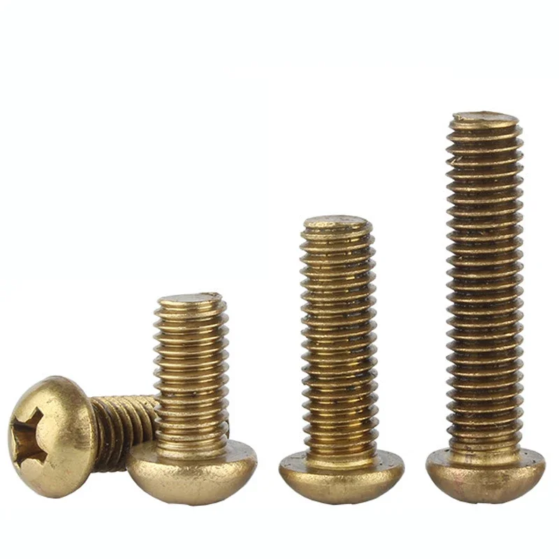 GB818 Solid Brass Phillips Cross Screws M2 M2.5 M3 M4 M5 M6 M8 Pan Head Machine Screws Bolts DIN7985