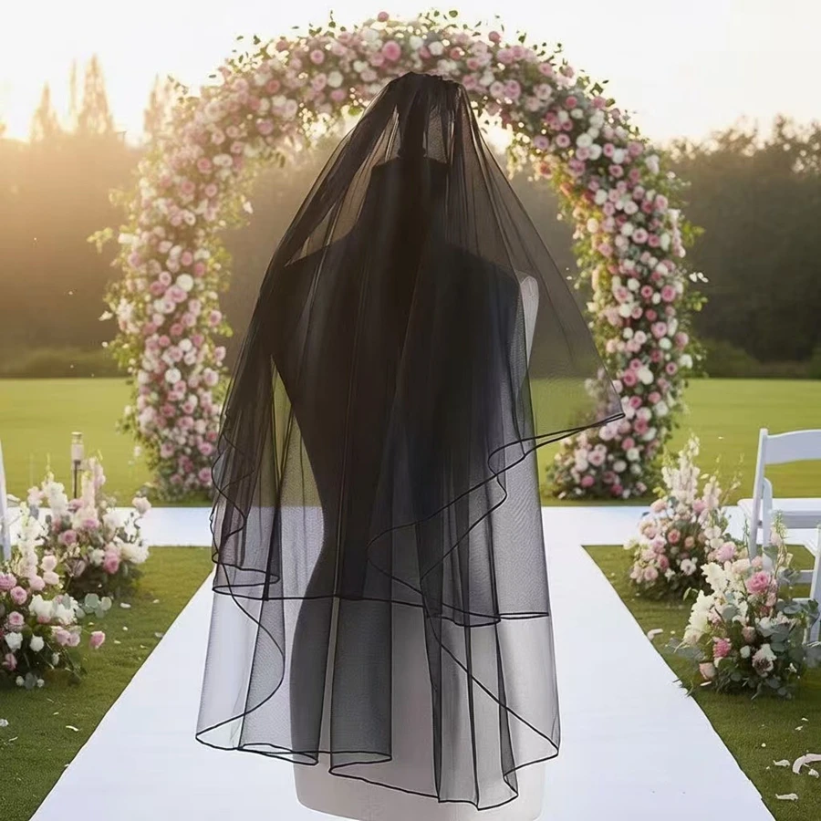 

Новинка: Черные свадебные фаты с расческой, фата для невесты, свадебные аксессуары, черная мягкая нить, фата для вечеринок и свадеб