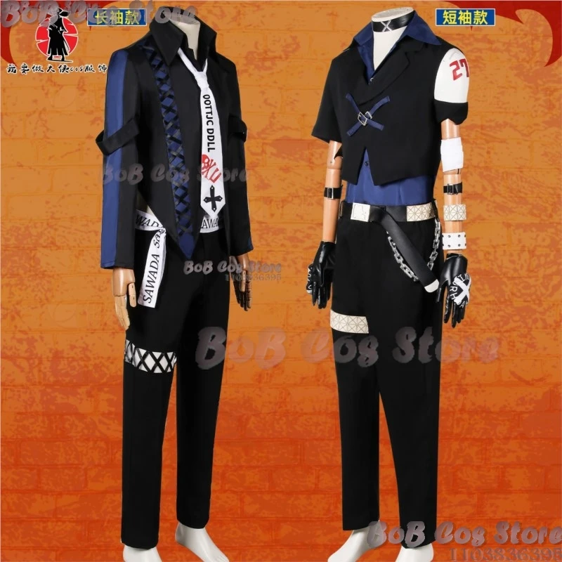 Katekyo Sawada Tsunayoshi Hitman wieder geboren! Anime Cosplay Kostüm Prop Perücke Halloween Party Hobby Outfi Männer schwarze Uniform Kleidung Set