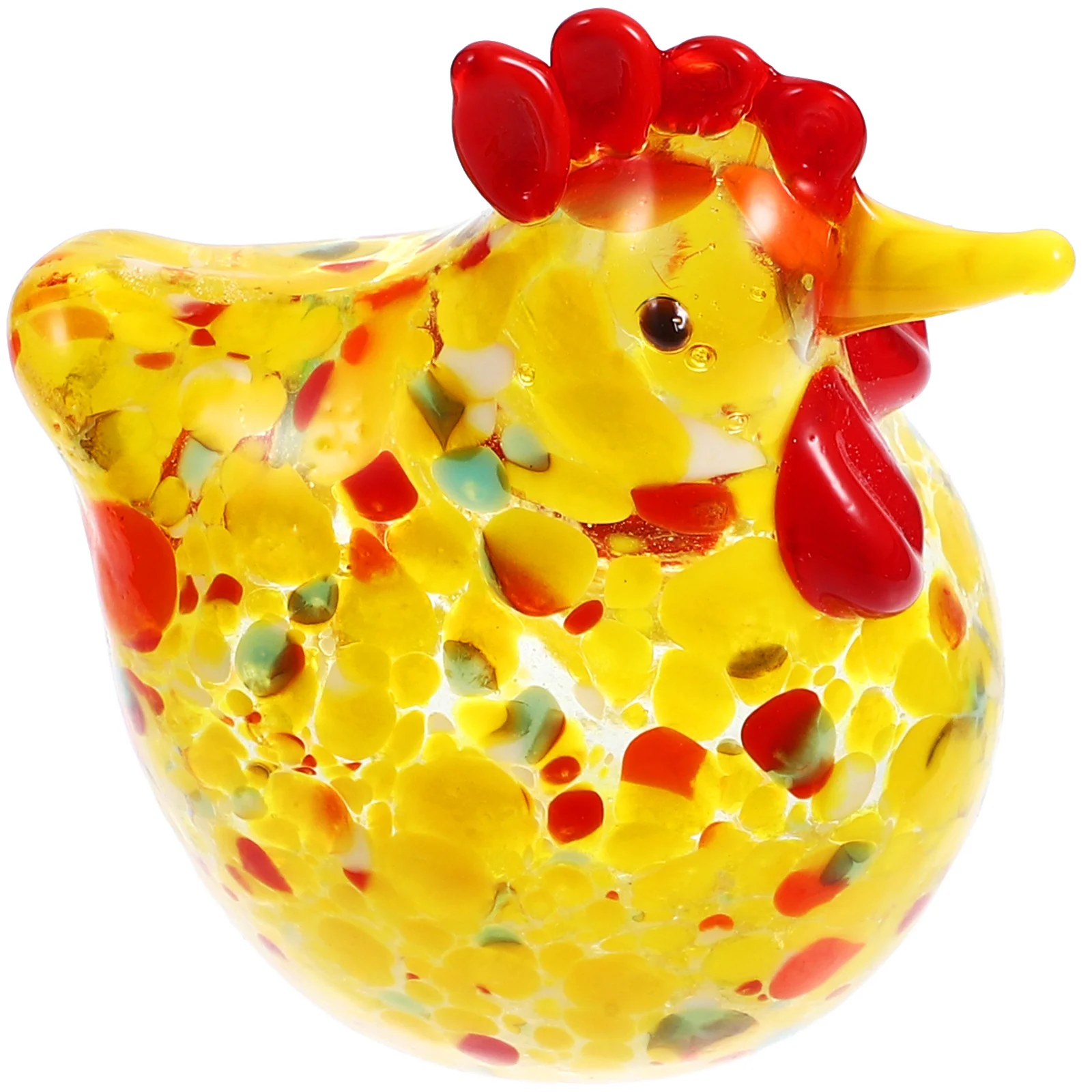 

Exquisite Glass Chicken Adornment Realistic Design Flat Bottom Stable Home Office Courtyard Decoration