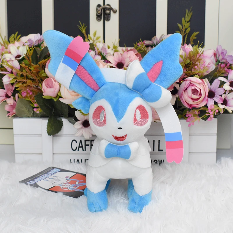 Pokemone Sylveon Plush ตุ๊กตา Eevee Bulbasaur Vaporeon อะนิเมะตุ๊กตาของเล่นตุ๊กตา Zapdos Moltres Kawaii ตุ๊กตาสำหรับของขวัญเด็ก