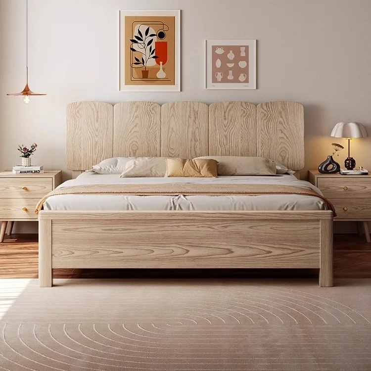 Anpassbares Hauptschlafzimmer aus nordischer Esche, 1,8 Meter Doppelbett, modernes, einfaches 1,5 Meter Stauraumbett