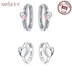 MISEFF Hot Sale Real 925 Sterling Silver Earrings Symmetry Heart Hoop Earrings For Wedding Engagement Earrings Jewelry Gift