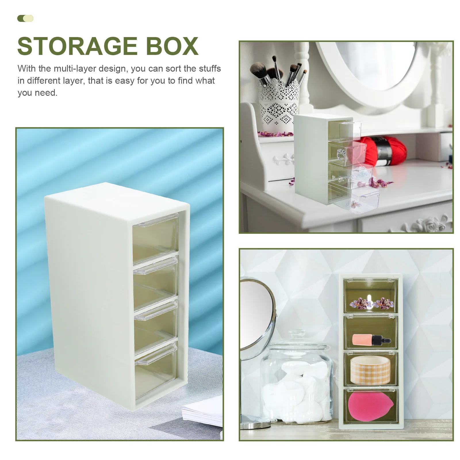 

Multi-Layer Desktop Storage Box Transparent Plastic Holder Cosmetics Jewelry Organizer for Home and Dormitory Storage Box