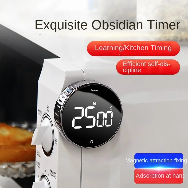 Baseus Magnetic Kitchen Timer Digital Timer Manual Countdown Alarm Clock Mechanical Cooking Timer Cooking Shower