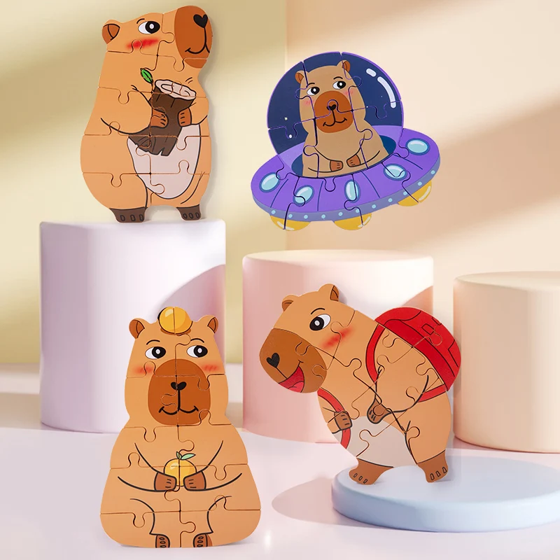 Puzzle dauphin 3D en bois Montessori, Animal de dessin animé, jouets d'apprentissage de la petite enfance, jeu à thème Parent-enfant, cadeaux pour enfants