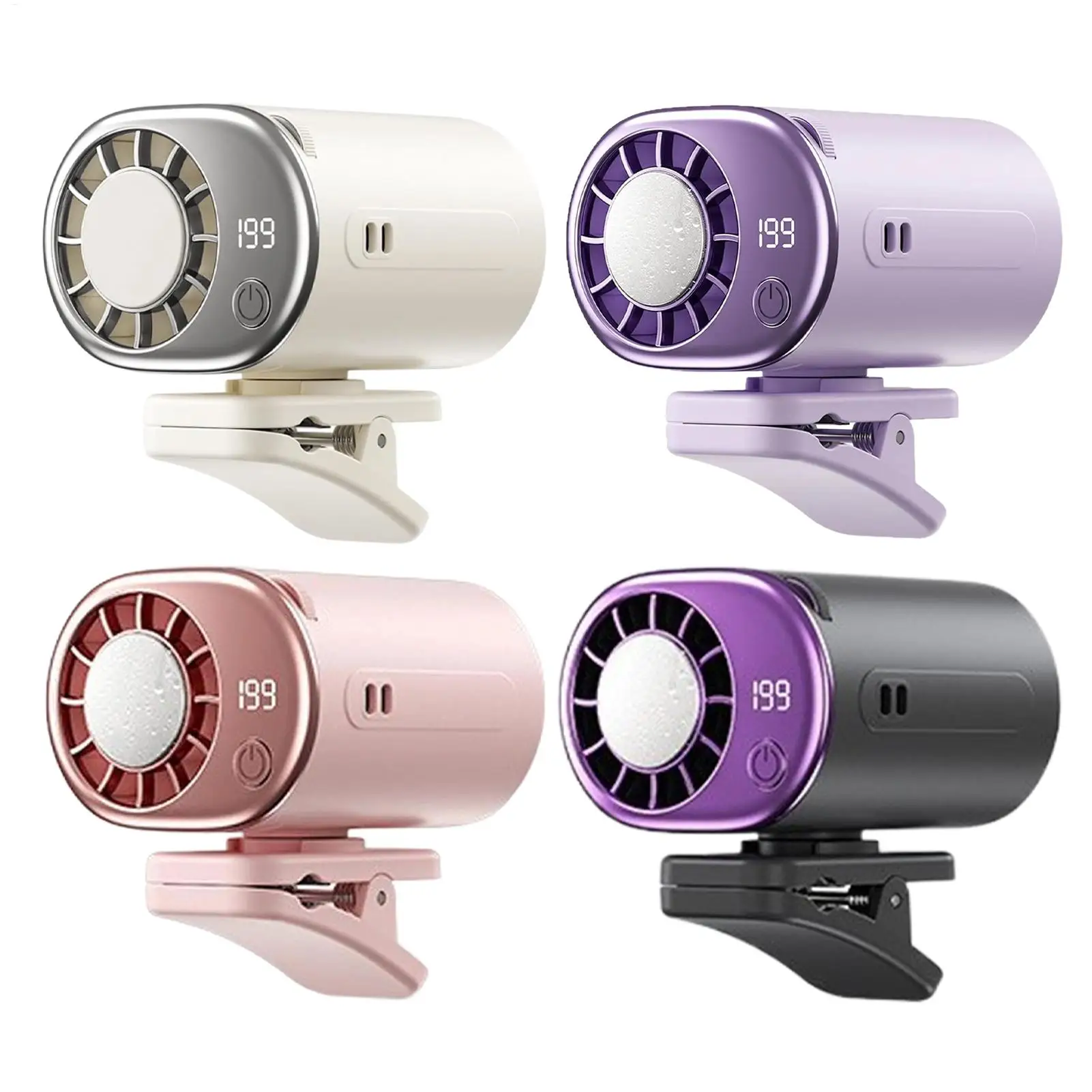 2000mAh Portable Clip On Fan 199 Speeds Strong Airflow 360 Degree Rotating LED Display USB Rechargeable Outdoor Personal Cooler