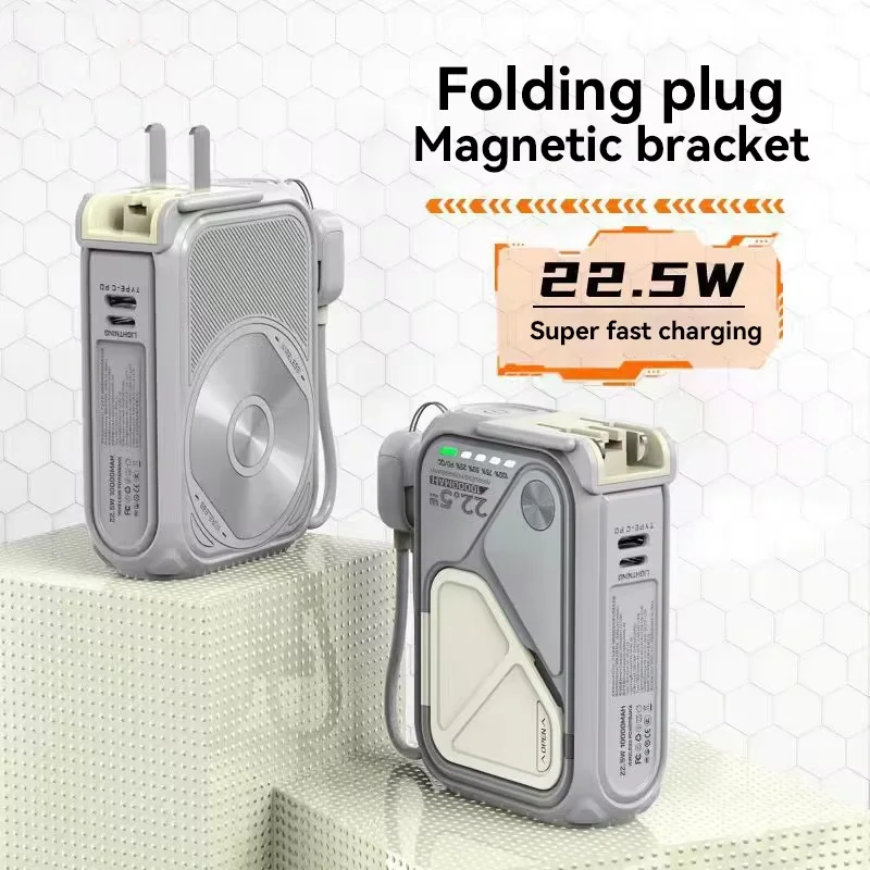 

Magnetic Wireless 20000mAh Power Bank Large Capacity Fast Charger AC Plug External Spare Battery 10000mAh Powerbank New