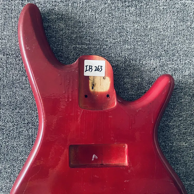 IB263 Transparent Red Color Unfinished Jazz Bass Body Active Pickups Model for 4 or 5 String Bass Replace with Damages Righty