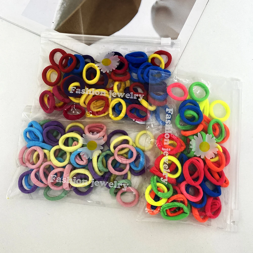 50pcs/Bag Elastic Hair Band Children Head Rope Colorful Nylon Headband Kids Ponytail Hold Rubber Bands Hair Accessory For Girls