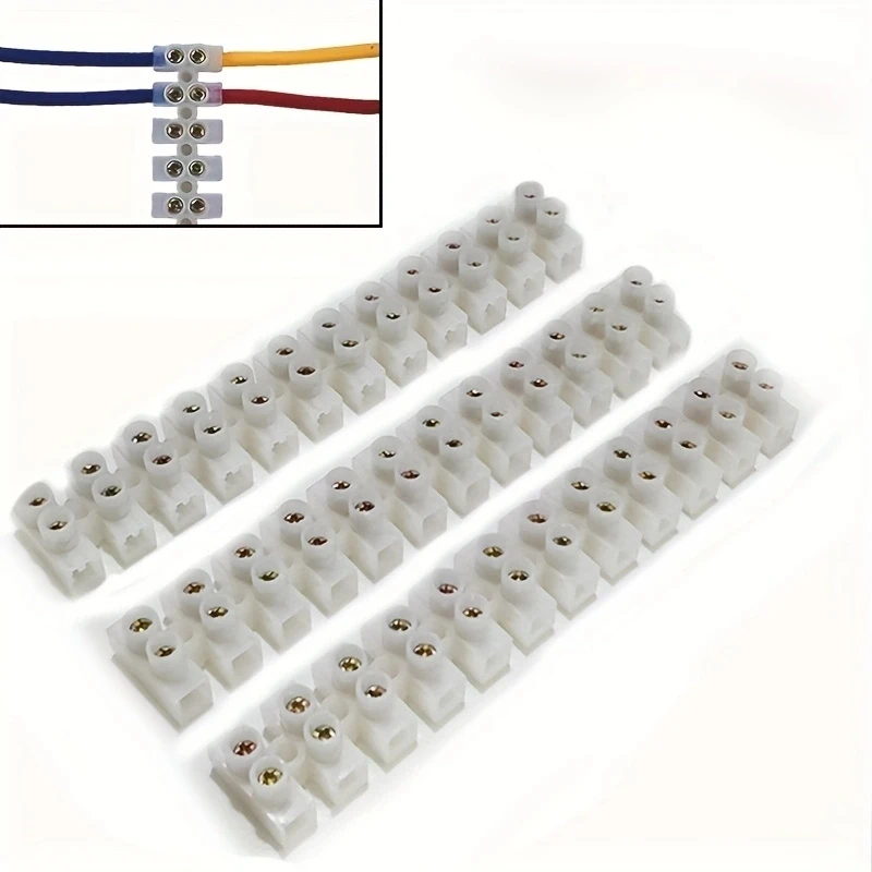 1Pc 12 Way Barrier Screw Terminal Block Wire Connector Strip 10Amp