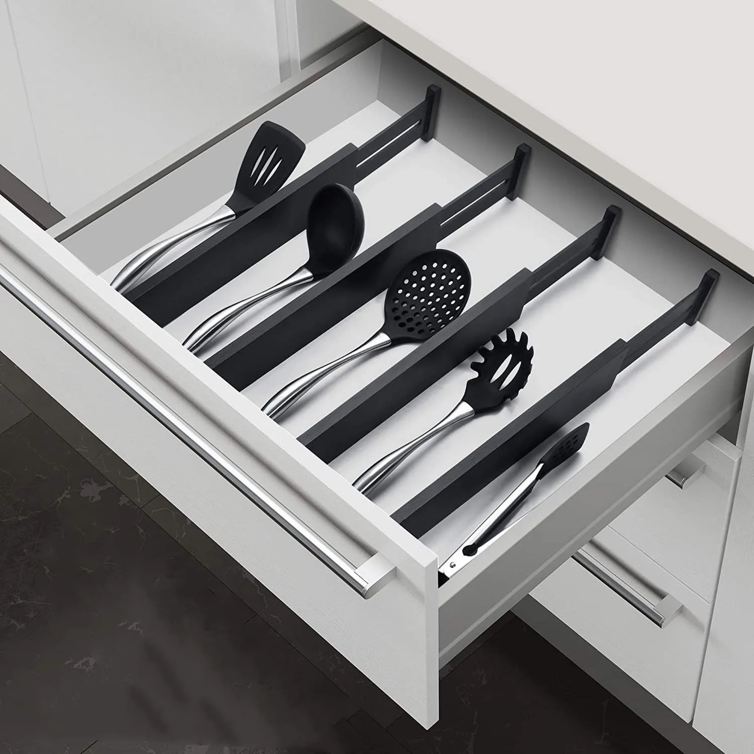 Expandable Bamboo Drawer Dividers Non Slip Pads Adjustable Or Cm Spring Organizer Bedroom Kitchen Office Bathroom Drawers Piece