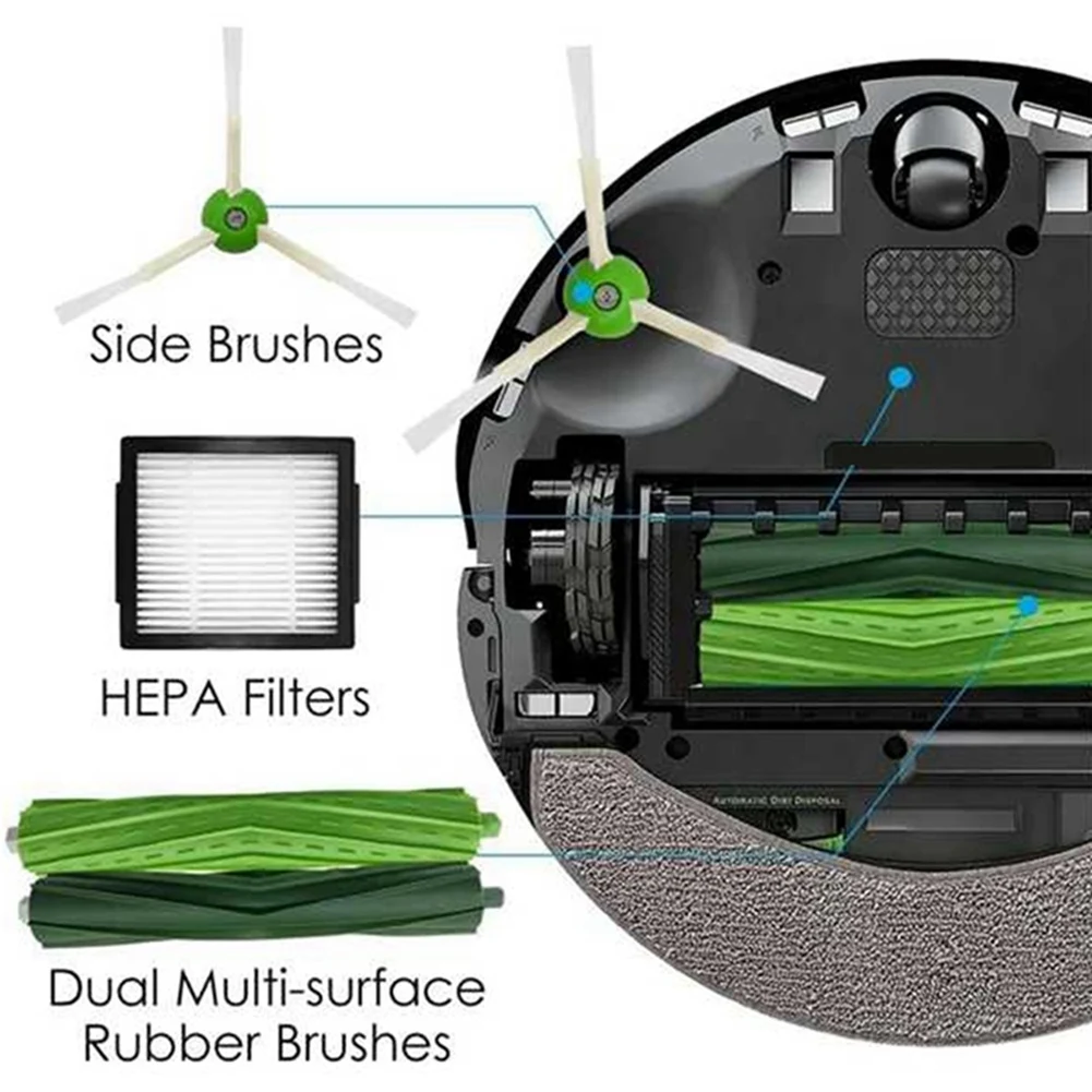A51M-تنطبق على ملحقات Irobot Sweeper ROOMBA COMBO J7 + فرشاة رئيسية فرشاة جانبية مرشح خرقة كيس لجميع الغبار
