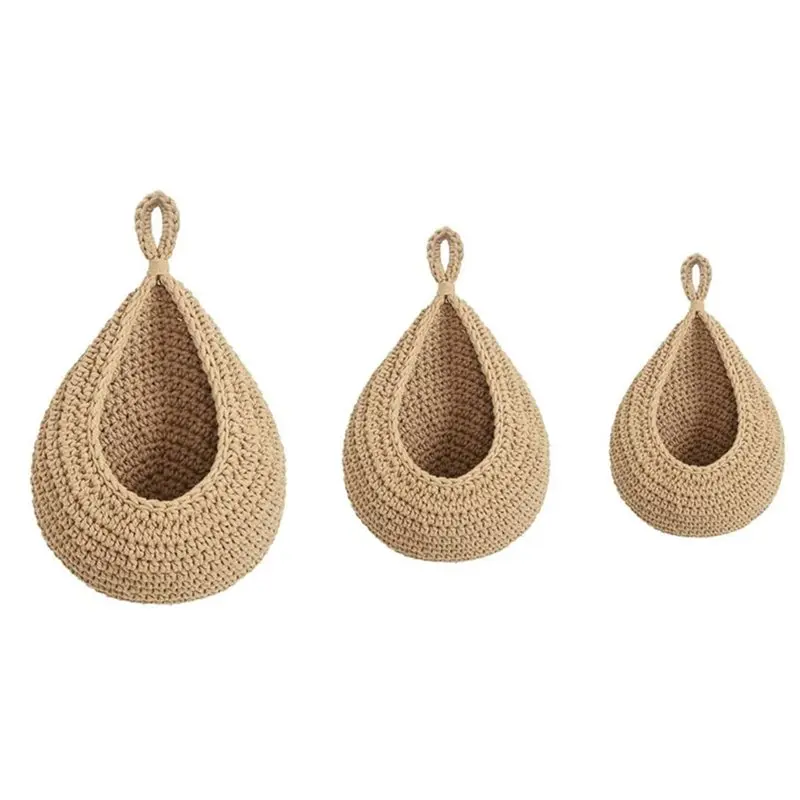 

【FITTING】Wall-Mounted Handwoven Hanging Basket Organizer Container Decor For Kitchen Garden Storage Of Flowers Fruits Vegetables